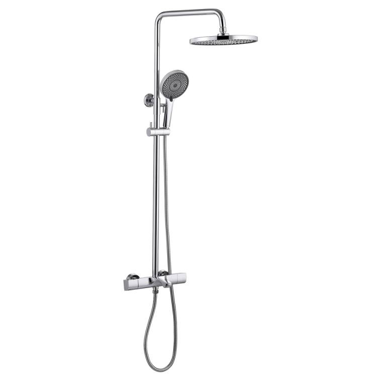 Душевая стойка Abber Thermostat AF8516L с термостатом и изливом, хром