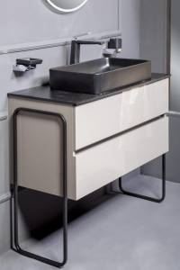 Тумба под раковину Armadi Art Vallessi 837-080-A glossy 80x46 см антрацит глянец 2 полки