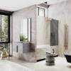 Шторка на ванну MaybahGlass MGV-85-2у стекло графит матовый, профиль бронза, 1400x500 фото 2