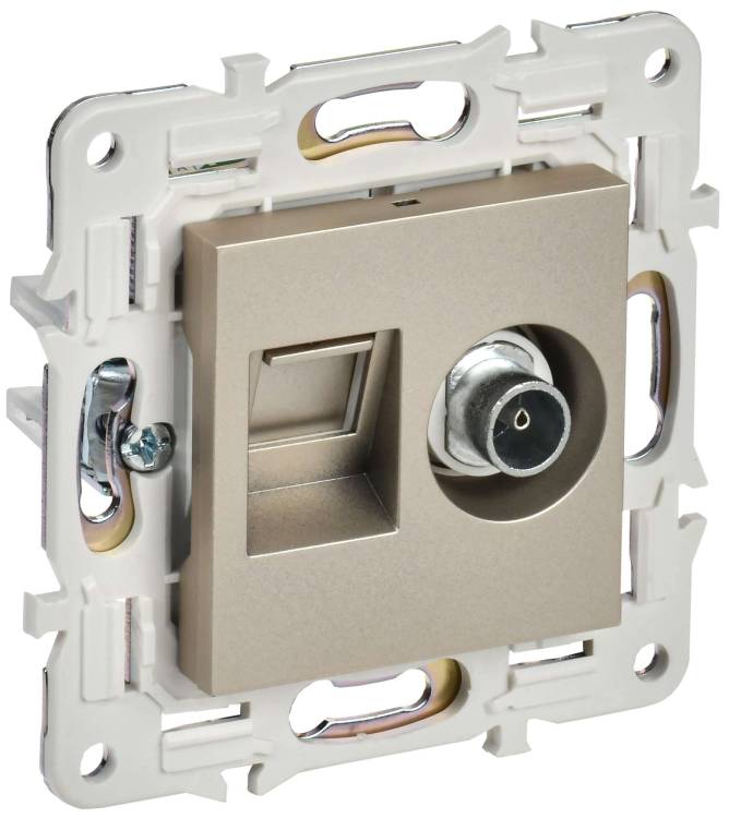 ТВ-розетка+Ethernet RJ45 IEK Skandy SK-AK20-2-K37 шампань