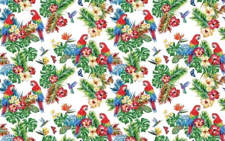 3D Фотообои Artegrafico «Попугаи в тропических листьях» TR-029 песок