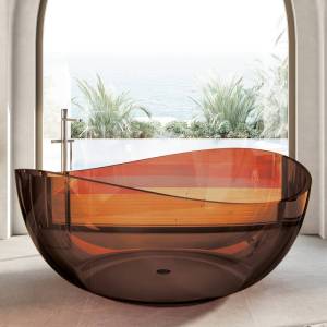 Прозрачная ванна Abber Kristall AT9705Opal 150x150 коричневая