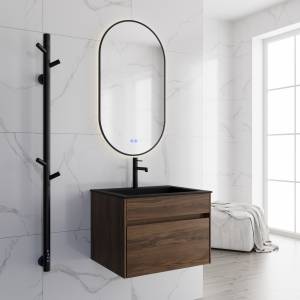 Тумба с раковиной Vincea Chiara 600 1 выкатной ящик, C.Oak, раковина черная