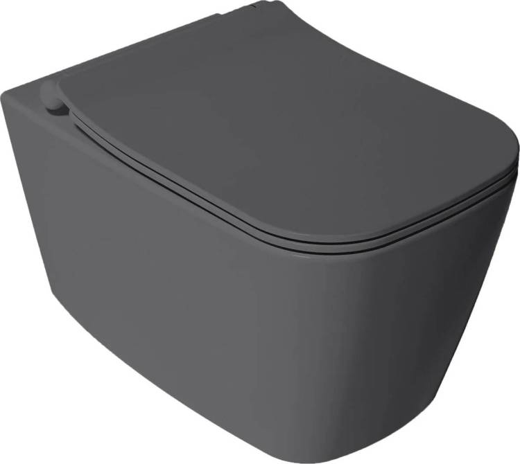 Унитаз подвесной Isvea VEA Cubo 10VA02001SV-2C безободковый, сиденье с микролифтом, антрацит матовый