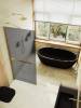 Душевая перегородка MaybahGlass MGD-730-3ш 79x195, стекло графит матовый 8 мм, профиль золото фото 3