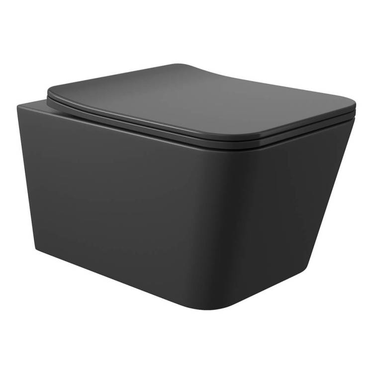 Унитаз подвесной Aqueduto Macio MAC0140 безободковый, сиденье микролифт, черный матовый
