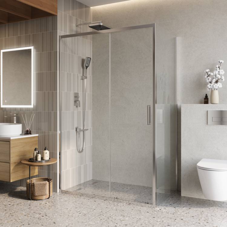 Душевой уголок BelBagno LUCE-AH-1-130/80-C-Cr профиль хром, стекло прозрачное, 130x80x195