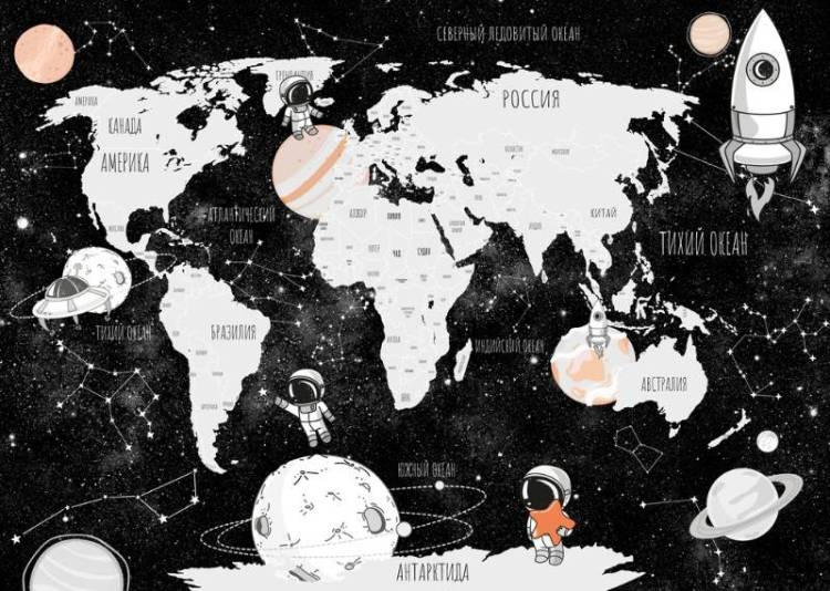 3D Фотообои Artegrafico «Космическая карта на чёрном» CM-019 песок