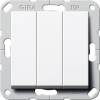 Выключатель трехклавишный Gira System 55 10A 250V британский стандарт чисто-белый глянцевый 283003