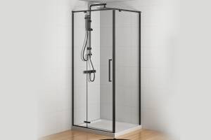 Душевой уголок Royal Bath Bern BERN-V RB8100-T-BL профиль черный, стекло прозрачное, 100x80x195