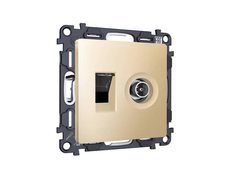 Комплект механизма компьютерной розетки+TV оконечной Ambrella Volt MA MA612510 шампань