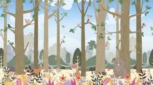 Бесшовные Eco обои Ortograf Little friends 34410 Лесная полянка 2 Холст ОЕ-Х