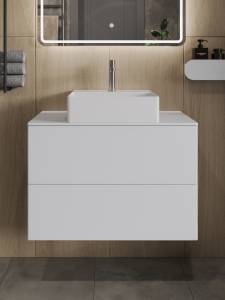 Тумба с раковиной Orange Отто Ot-75TuMDF+B04-405W белая глянцевая, 75 см