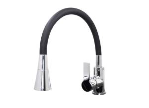 Смеситель для кухни Stella Polar Тулуза S3865-2 с гибким изливом, хром, черный Смеситель для кухни Stella Polar Тулуза S3865-2 с гибким изливом, хром, черный