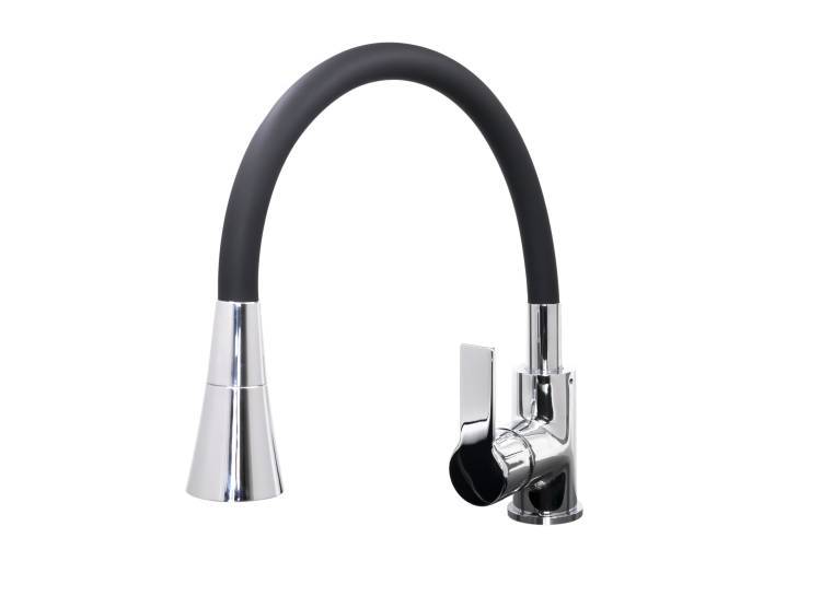 Смеситель для кухни Stella Polar Тулуза S3865-2 с гибким изливом, хром, черный