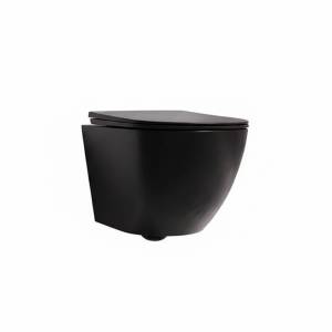 Унитаз подвесной Veconi Moro VMO-48TB безободковый, с крышкой-сиденьем микролифт, черный