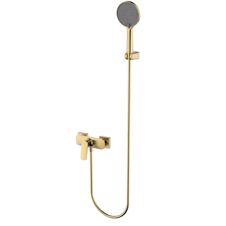 Смеситель для душа AQUAme Imola AQM6713BG с душевым набором, золото шлифованное