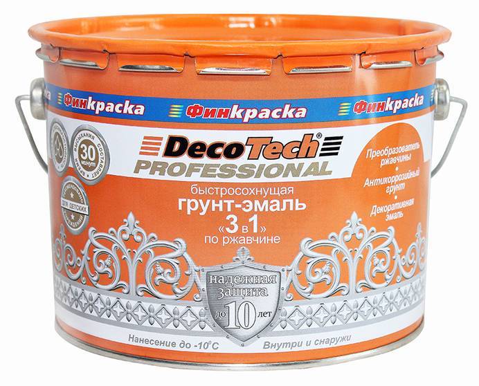 Грунт-эмаль 3 в 1 DecoTech ярко-желтый под RAL1021 0.9 кг