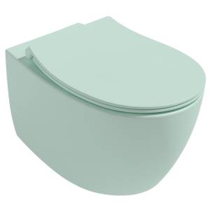 Унитаз подвесной Isvea Sentimenti Neo 10AR02010SV-2T + 40D40542I-S безободковый, с крышкой-сиденьем микролифт, мятно-зеленый матовый