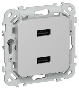 Розетка USB type A+A IEK Flite FI-U21-D31-K47 алюминий