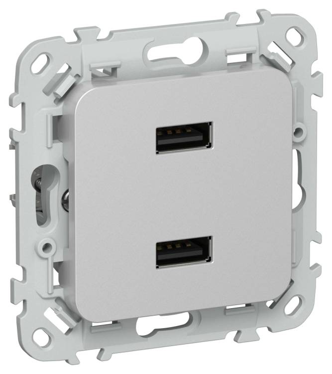 Розетка USB type A+A IEK Flite FI-U21-D31-K47 алюминий