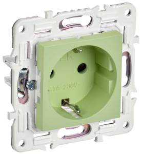 Розетка 1-местная с заземлением и шторками IEK Skandy SK-R14-16-1-K06 мятный