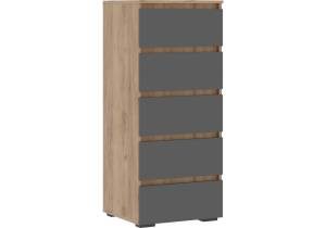 Комод Woodville Элла КМ 03 586666 серый графит 0162/дуб крафт золото