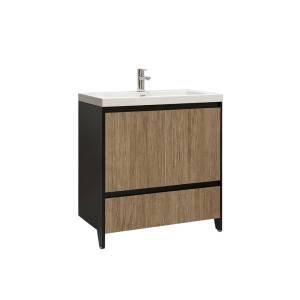 Тумба с раковиной Velvex Klaufs 80.2D.1Y черная, шатанэ, напольная