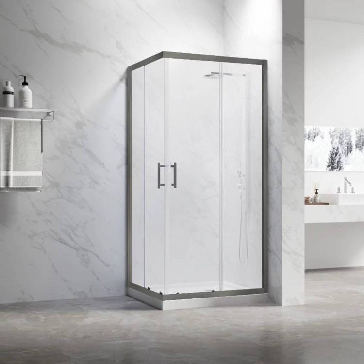 Душевой уголок Veconi Rovigo профиль оружейная сталь, стекло прозрачное, 90x90x190