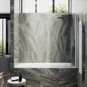 Шторка на ванну MaybahGlass MGV-620-1 поворотная, на монопетле, стекло сатин, профиль белый матовый, 1400x700
