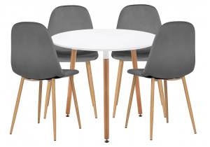 Обеденная группа Woodville Дилай 80 579108 white, dark gray, стулья ткань