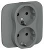 Розетка 2-местная с заземлением IEK Flite FI-R21A-16-K80 мокрый асфальт