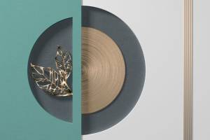 3D Фотообои Artegrafico «Золотые листья в геометрической нише» OP-021 канвас