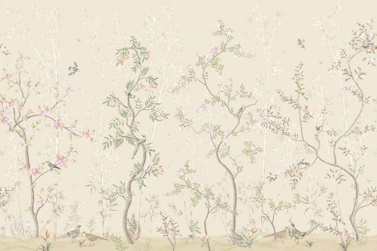 Фреска Ortograf Chinoiserie 33922 Spring garden beige Филиграна со стразами FM-F/S
