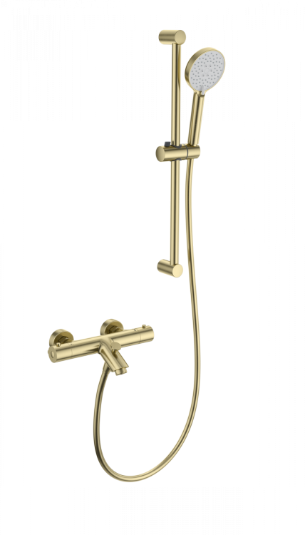 Смеситель для ванны Wonzon & Woghand WW-C2002-A-BG с душем и термостатом, брашированное золото