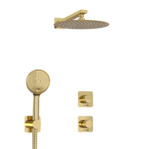 Душевой комплект Wasserkraft Ems A7651.303.183.208.280.197.207 с верхней душевой насадкой, золотой, встраиваемый, с лейкой