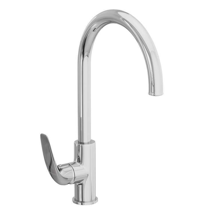 Смеситель для кухни Avrora Glade AV3021 с высоким поворотным изливом, хром