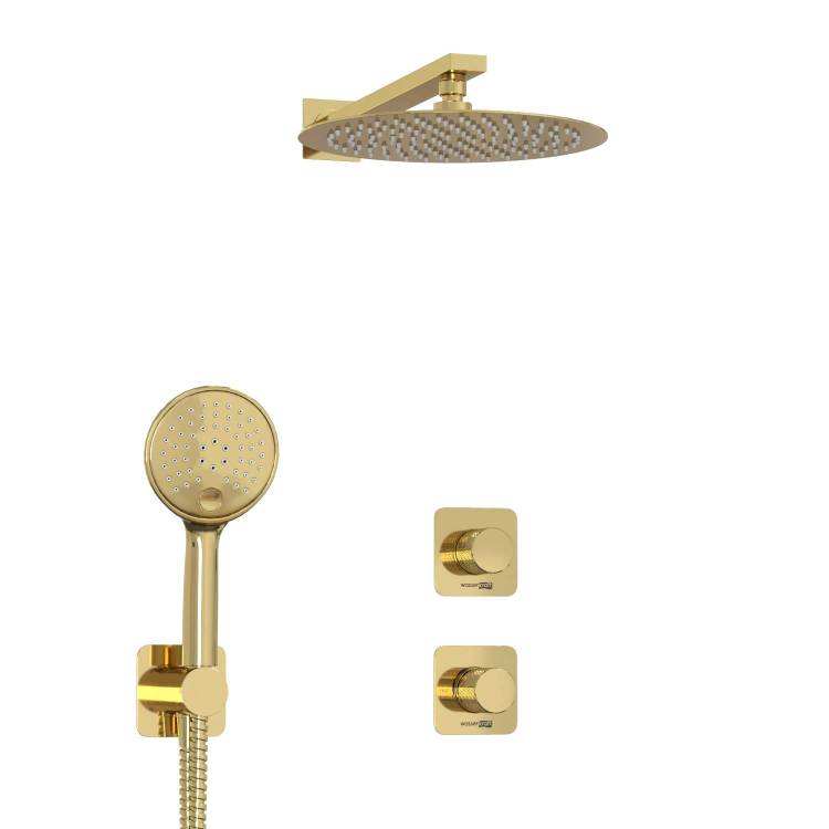 Душевой комплект Wasserkraft Ems A7651.303.183.208.280.197.207 с верхней душевой насадкой, золотой, встраиваемый, с лейкой