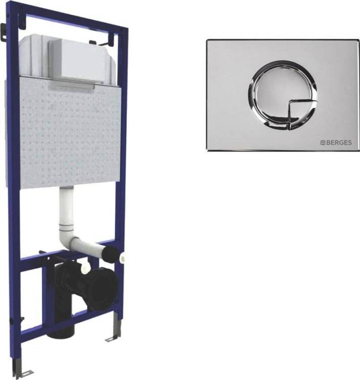 Система инсталляции для унитазов Berges Novum 040223 с кнопкой смыва, хром глянец