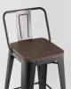 Набор из 6 полубарных стульев Stool Group Tolix YD-H675E-W LG-01 X6 черный глянцевый, темное дерево, со спинкой фото 7