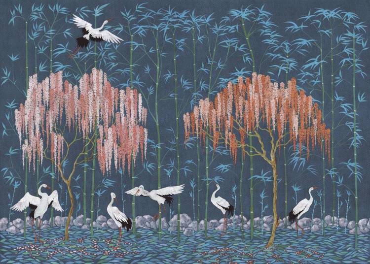 Фреска Ortograf Chinoiserie 33959 Valley of storks Флок FLK