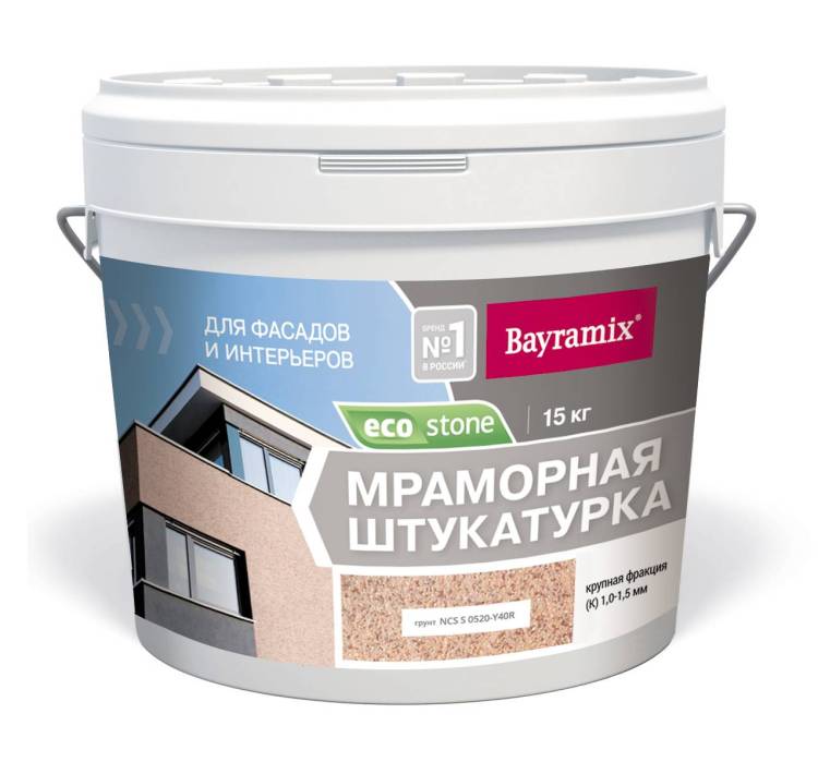 Мраморная штукатурка с блеском натурального камня Bayramix Ecostone BMES-976-K крупная фракция (К) 1.0-1.5 мм 15 кг