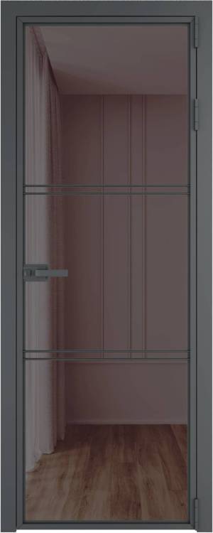 Межкомнатная дверь Profil Doors 3 AX цвет профиля Серая ночь, стекло безопасное 6 мм золотистая бронза 700x2000
