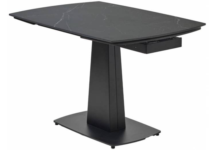 Стол Woodville Balde 593886 matt black marble solid ceramic/black 140(200)x85x76