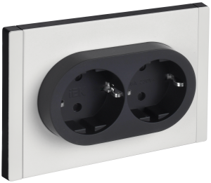 Розетка 2-местная с заземлением и шторками IEK Forte&Piano FP-R24-16-1-M-K01 белый