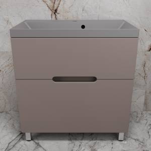 Тумба с раковиной Style Line Матис 80 напольная, тауп темный, раковина серый шелк, 82x80x45