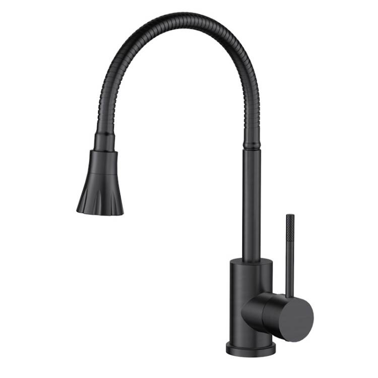 Смеситель для кухни Voda KF 36B с гибким изливом, черный