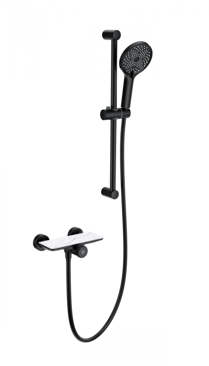 Смеситель для душа Wonzon & Woghand WW-B2052-A-MB с гарнитуром, черный матовый