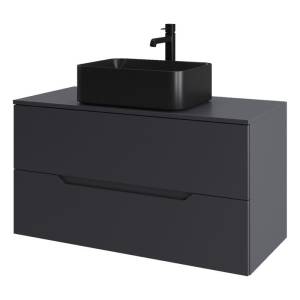 Тумба с раковиной Orange Line Li-100TugMDF+B02-460MB графит матовый, 100 см