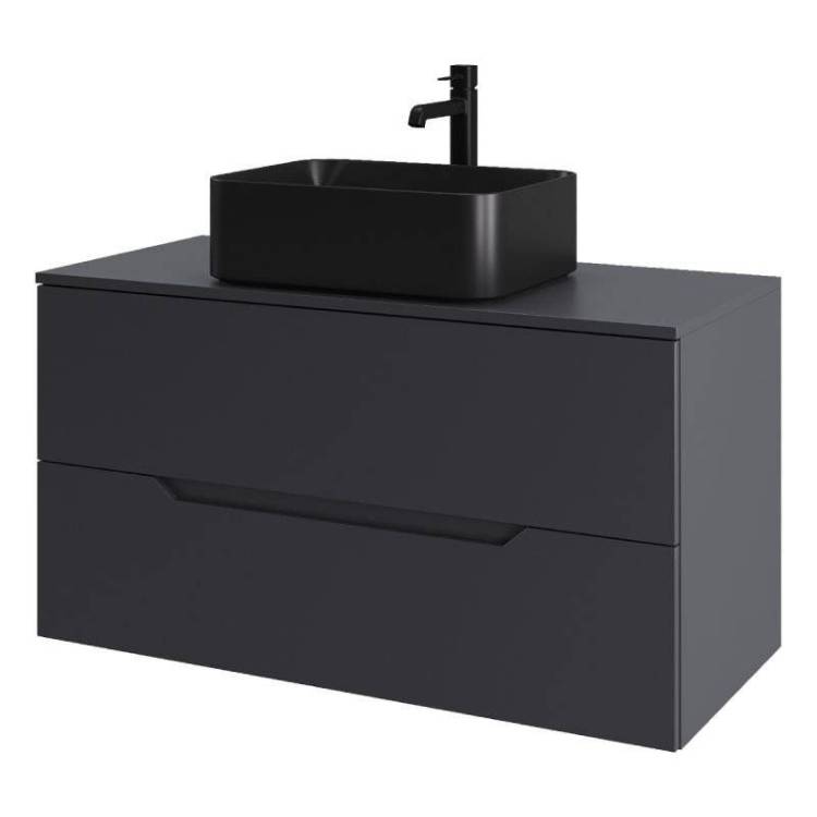 Тумба с раковиной Orange Line Li-100TugMDF+B02-460MB графит матовый, 100 см